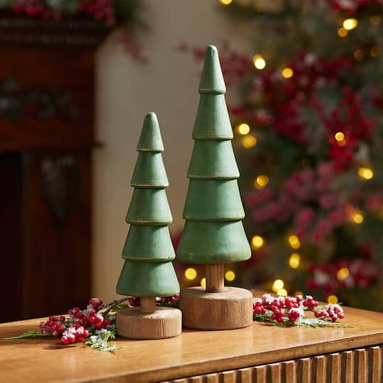 Melrose Rustic Wooden Evergreen Tree Set
